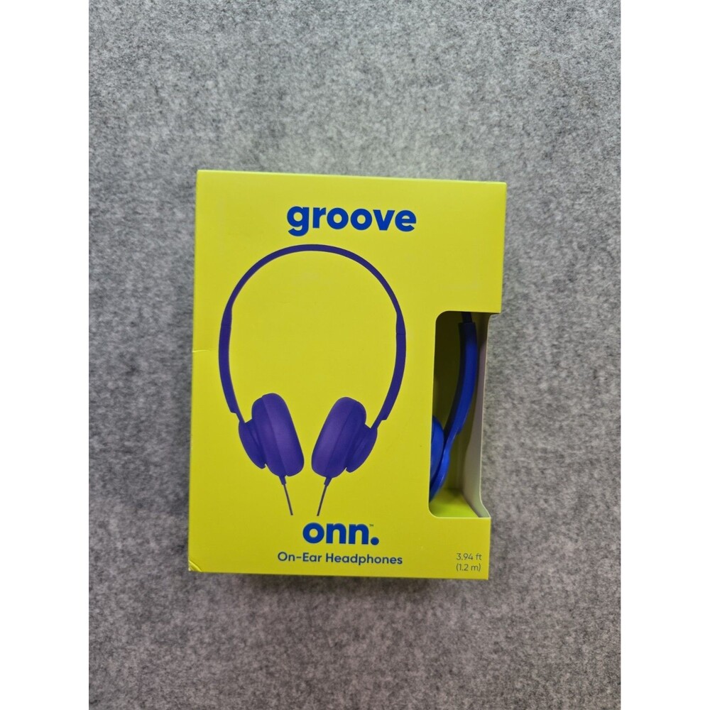 onn Groove Headband Headphones On-Ear 3.5mm 3.94ft Adjustable Lightweight BLUE